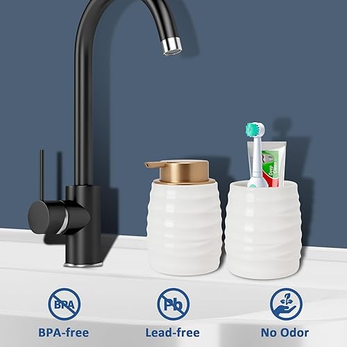 Miniatura 2 de TOOZFO Dispensador de espuma de jabón de cerámica antideslizante botella dispensador de espuma de mano para champú baño cocina 12 onzas