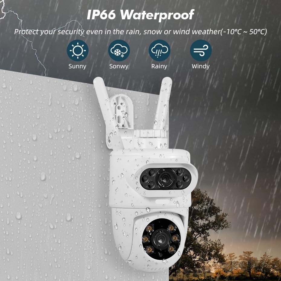 Caméra extérieure WiFi PTZ à Double Objectif 10MP 5K