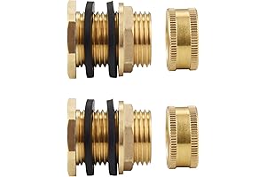 Brass Garden Hose Bulkhead Fitting with Plug, 1/2" Female NPT 3/4" Male GHT