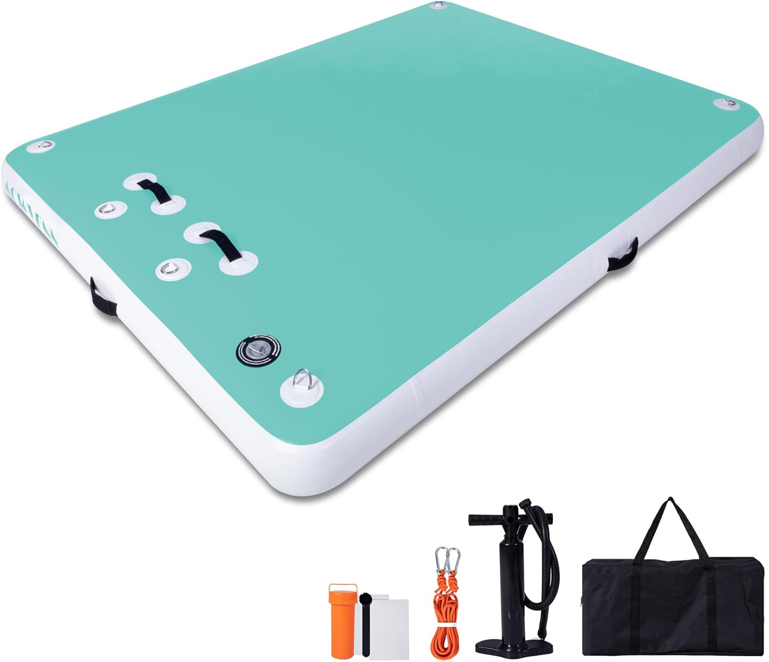 8FT/10FT Inflatable Floating Dock for Lakes, Inflatable Dock Floating Platform with Non-Slip Surface, Floating Island Raft for Pool Beach Ocean