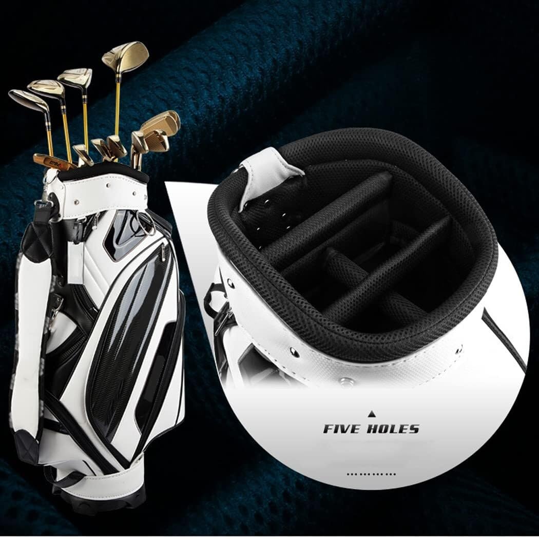 Golfschlägertasche for Herren, kristallwasserdichte Golf-Standtasche aus PU, leichte Golfschläger-Tragetaschen mit 5-Wege-Organizer-Unterteilung for die Driving Range