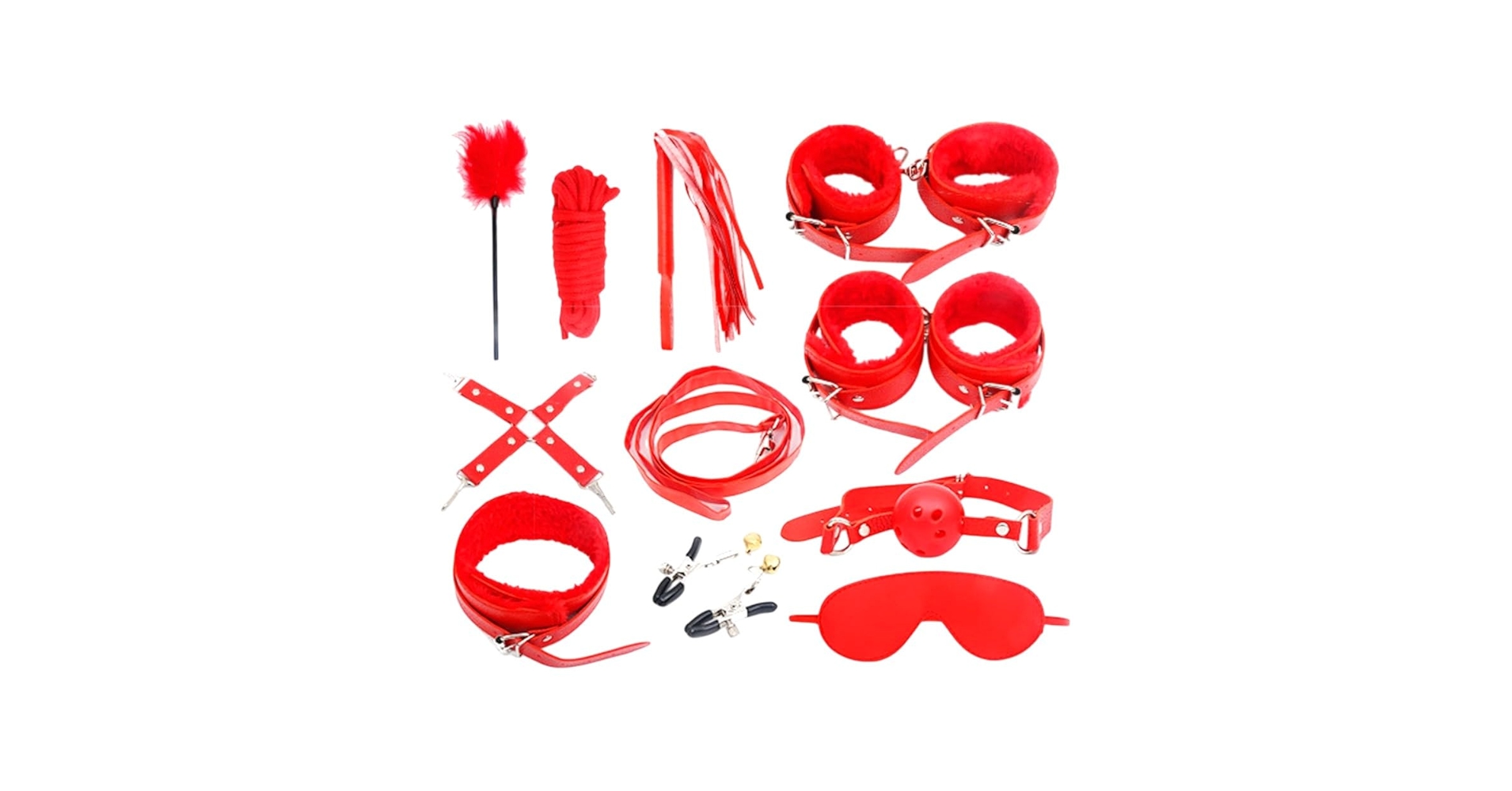 SM情趣セット 赤 レザー風 Amazon | SMグッズ アダルトグッズ SMプレイセット レザー手錠