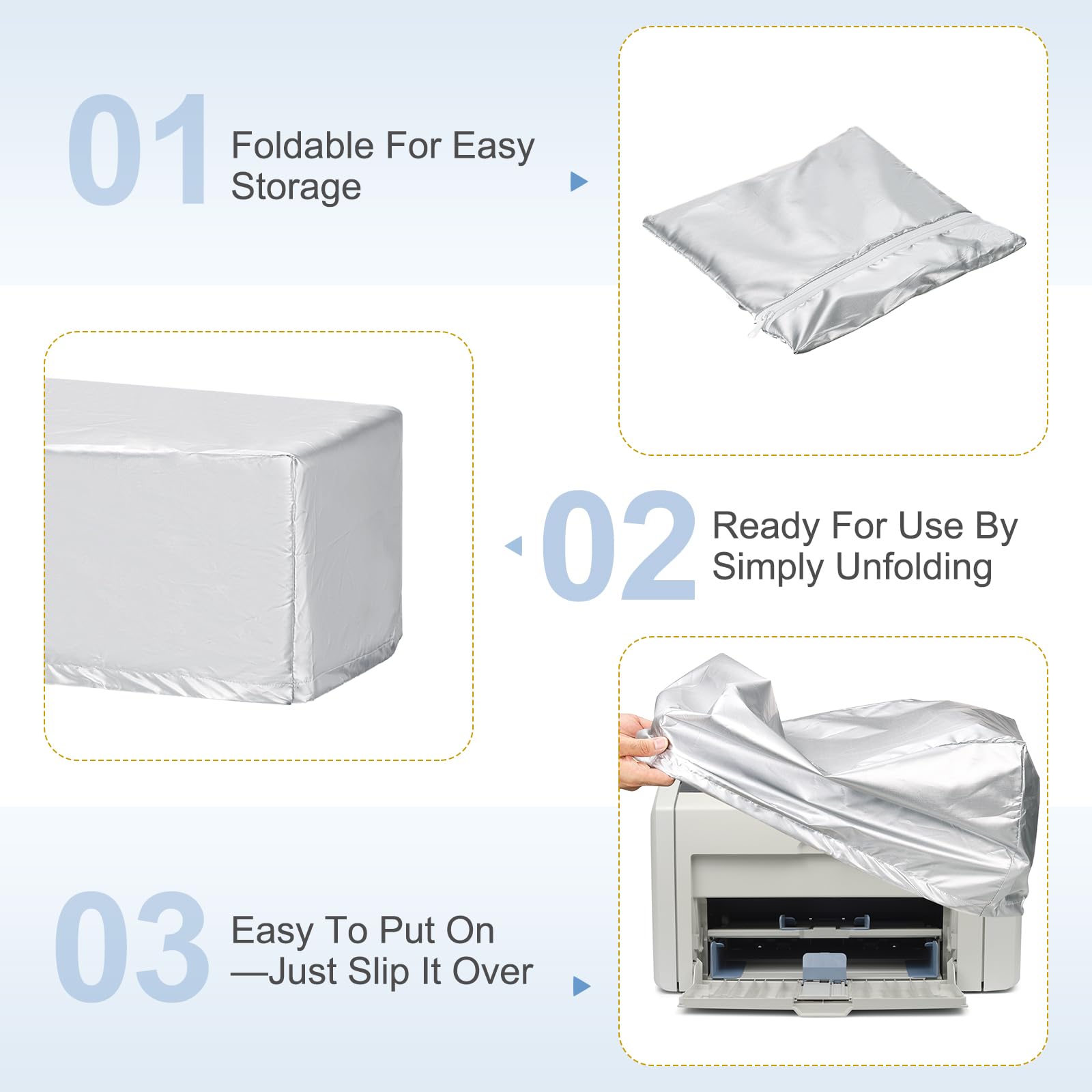 PATIKIL 45 X 40 X 25Cm Funda Protectora Para Impresora Plateado | 1Pcs, Cubierta Protectora De Poliéster Antiestática E Impermeable Para Varias Impresoras O Fotocopiadoras