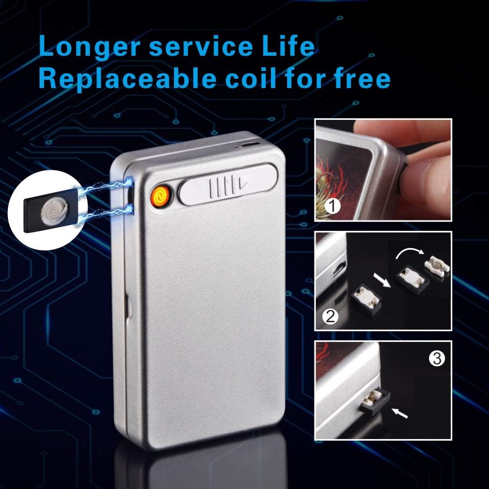 Cigarette Case with Lighter Built in USB Lighter Cigarette Box 2 in 1 Regular Cigarettes Electronic Rechargeable Flameless Windproof Lighters Hold 20pcs King Size (Rose)
