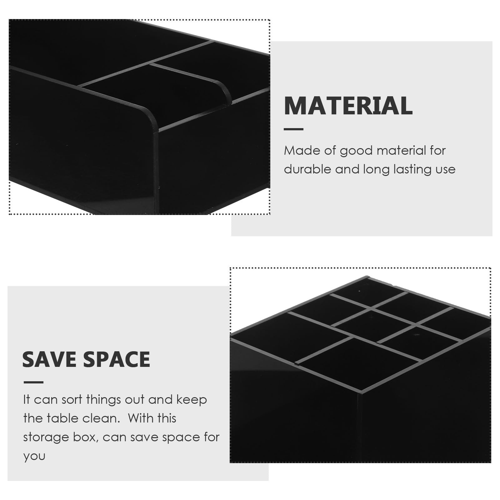 Ipetboom Organizador de Pajitas y Servilletas para Bar de Acrílico Negro con Diseño Dividido y 11 Compartimentos, Adecuado para Oficina y Estación de Café