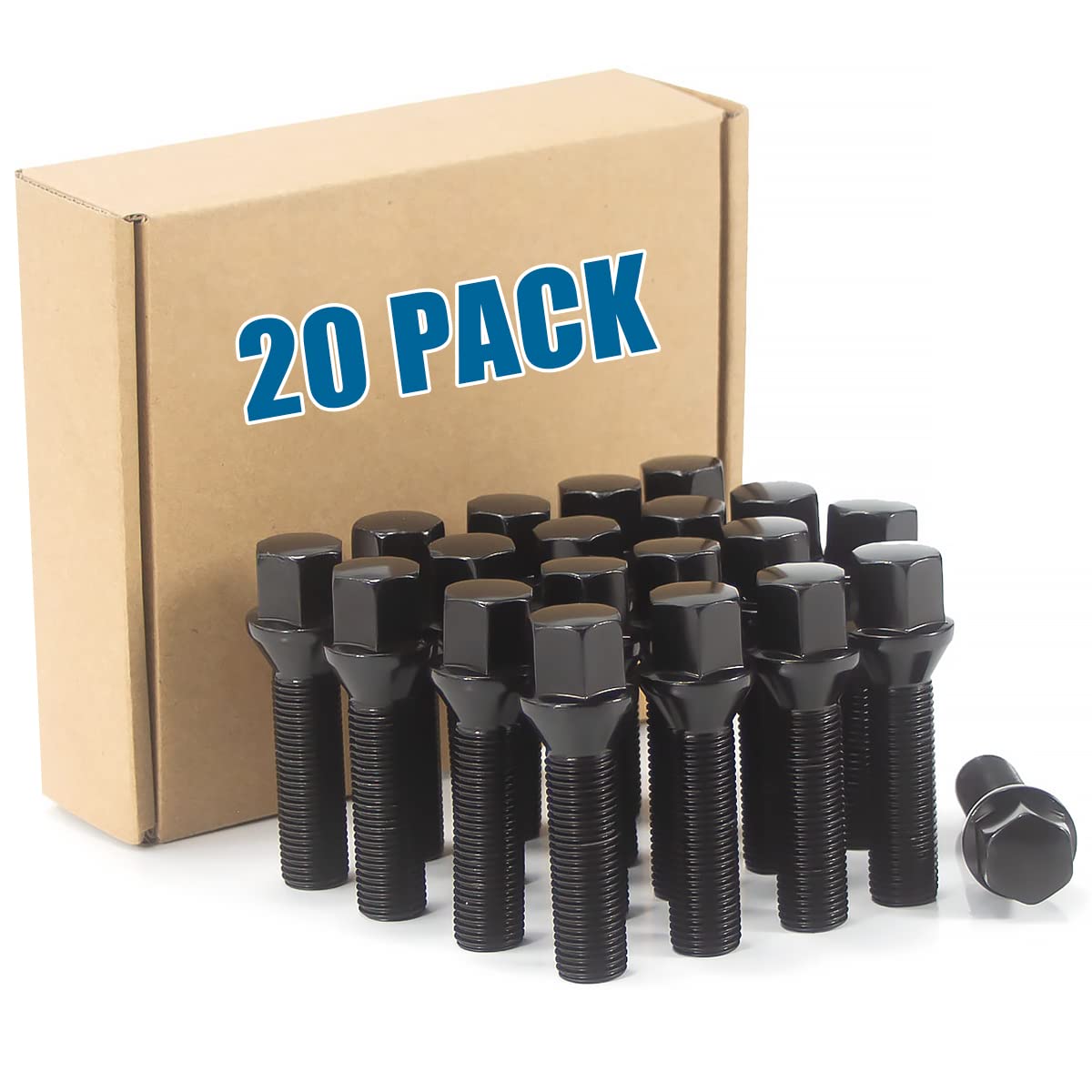 JiiinMiiin 14x1.5 Black Wheel Lug Bolts, Wheel Hub Bolt M14x1.50 Thread