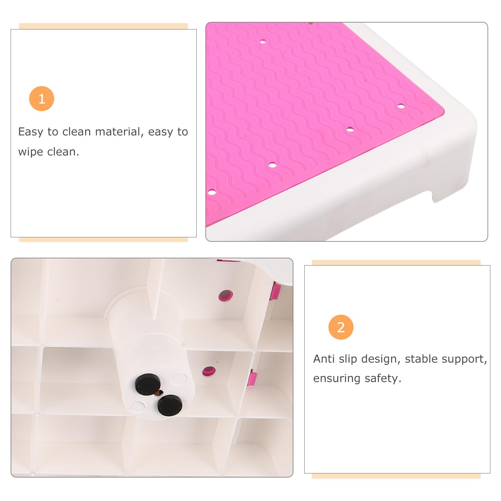 Sgabello Bagno Antiscivolo Rosa in Plastica per Anziani, Facile da Pulire Alta Capacità di Carico, per Toilette e Bagno