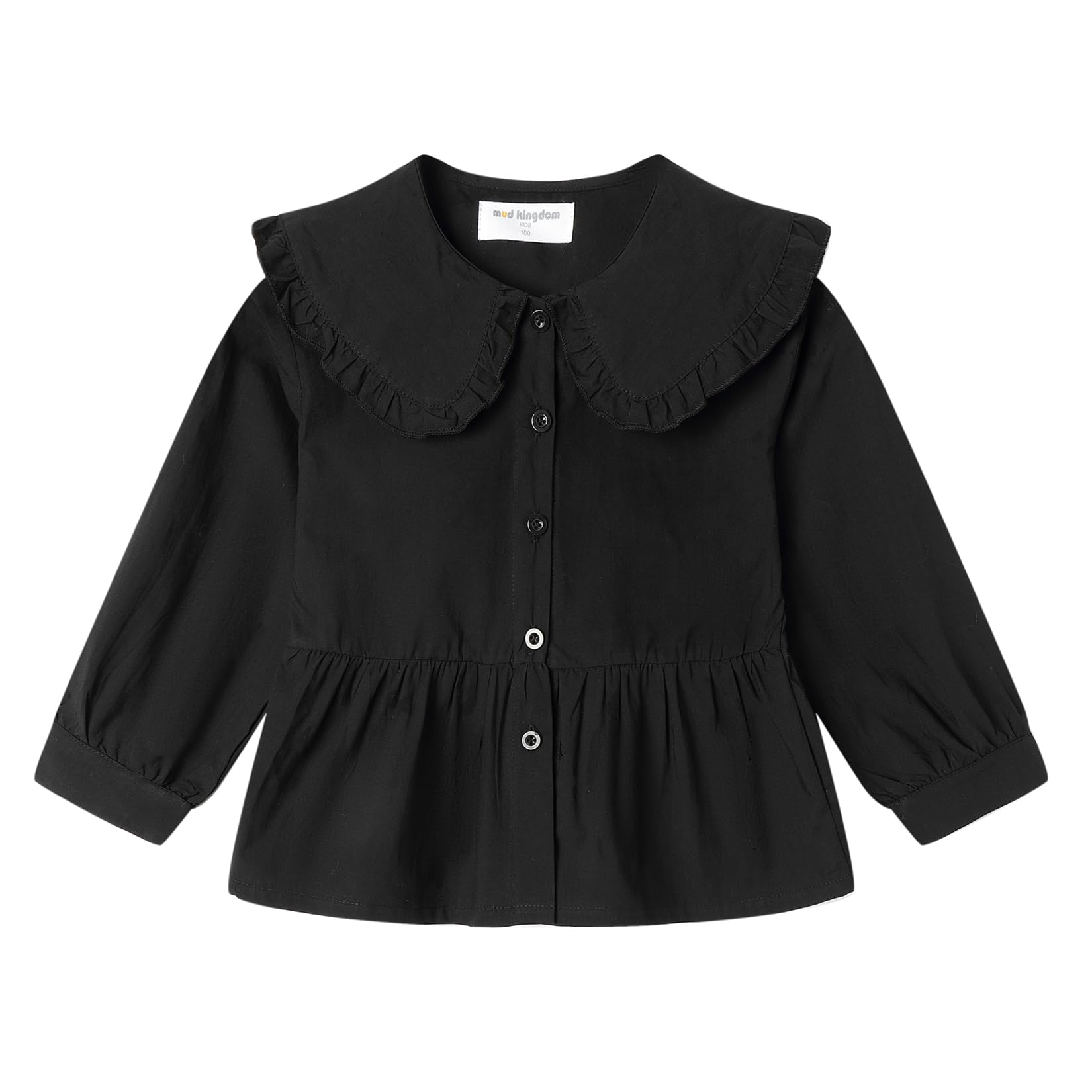 Mud Kingdom Girls Blouse Shirts Spring Fall Long Sleeve Button-Down Top Ruffle Collar