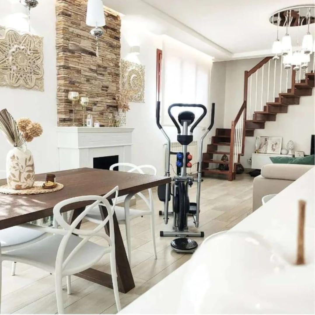 FFitness Cyclette Ellittica Volano 5kg, Ellittica Home trainer 2 in 1, Bici da camera, monitor LCD, pesetti e disco torsione inclusi