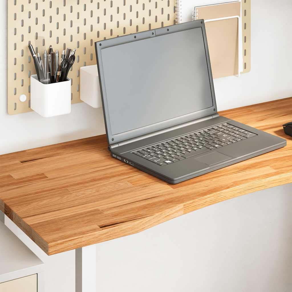 Solid Oak Light Brown Desk Top 120 x 50 x 2.5 cm Work Surface Rectangular Laminate-Ready Furniture Board for Home Office Living Room