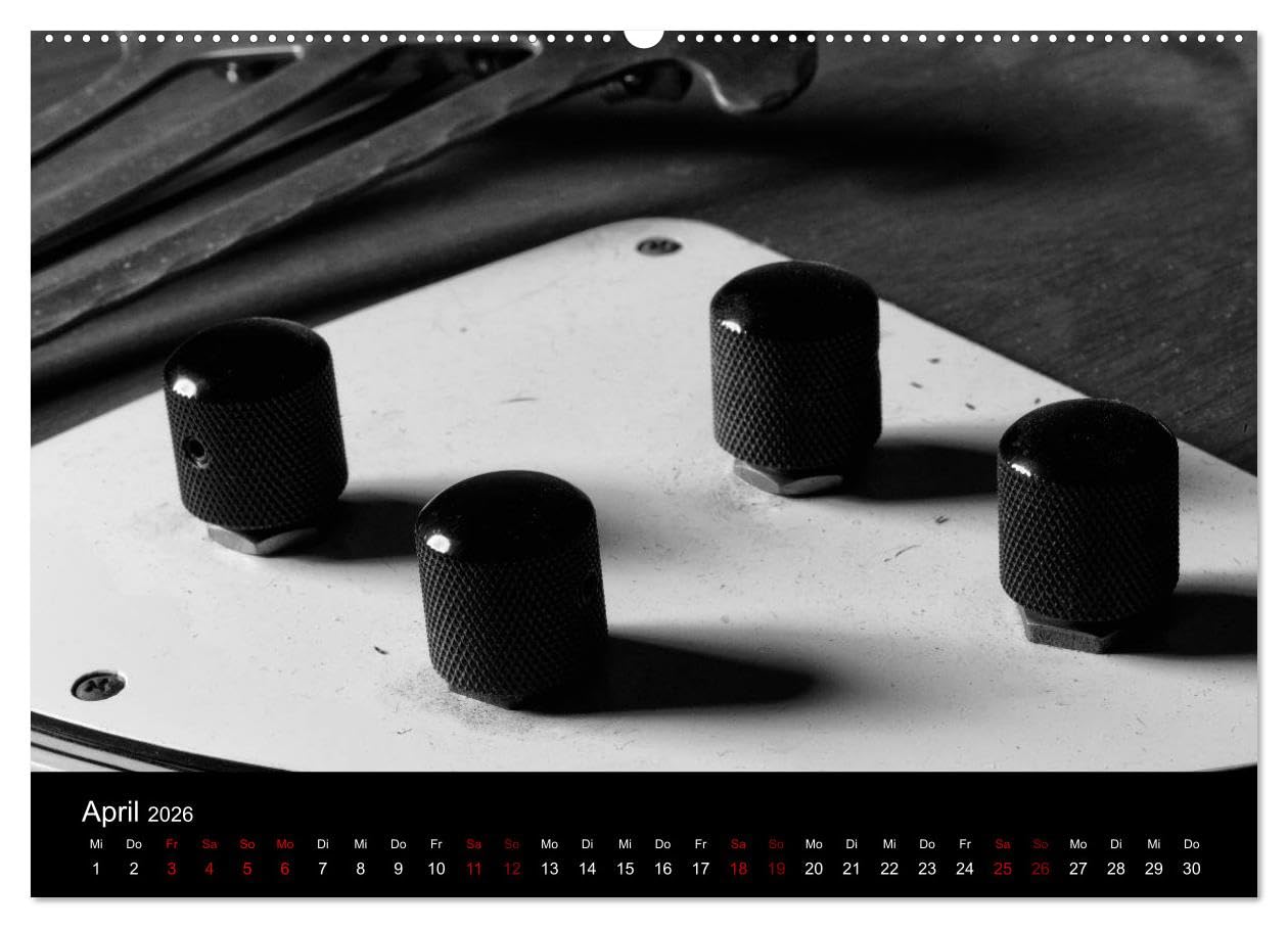 Regelwerke - Details alter E-Gitarren (hochwertiger Premium Wandkalender 2026 DIN A2 quer), Kunstdruck in Hochglanz: Alte E-Gitarrendetails eindrucksvoll in s/w fotografiert (CALVENDO Kunst)