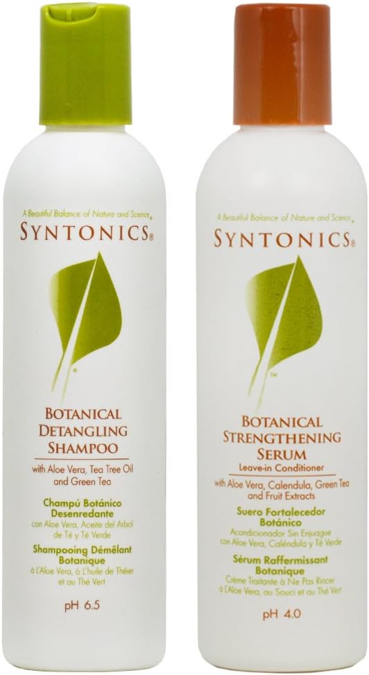 Syntonics Botanical Detangling Shampoo & Strengthening Serum Leave-in Conditioner 8oz Duo