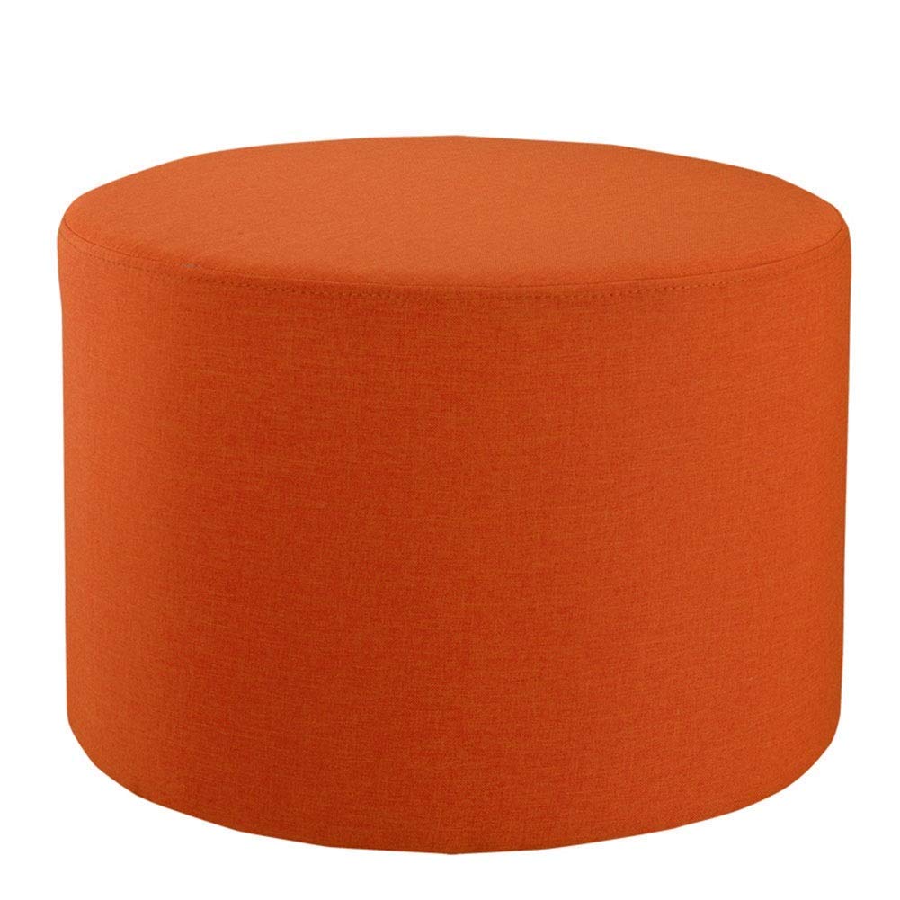 Petit pouf orange et tabouret repose-pieds ottoman en lin pour salon