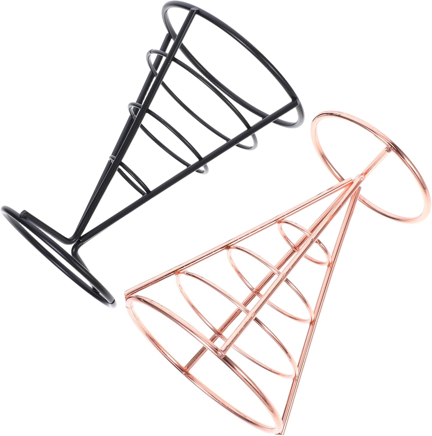 2pcs French Fries Cone Holder Sturdy Material Hollow Design Snack Basket for Restaurant Bar Home