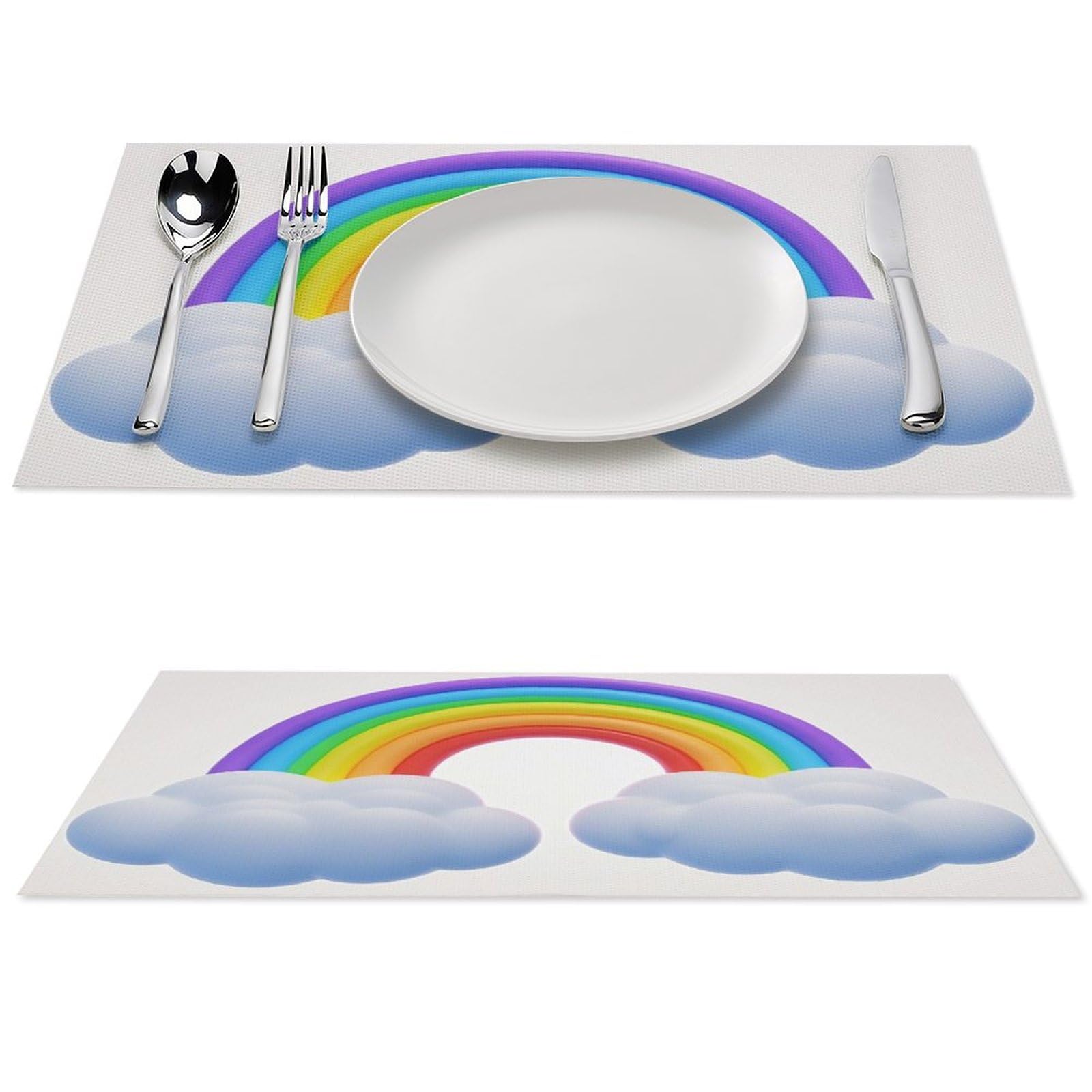 Set de table incurvé lavable et antidérapant en PVC de protection thermique pour la vaisselle