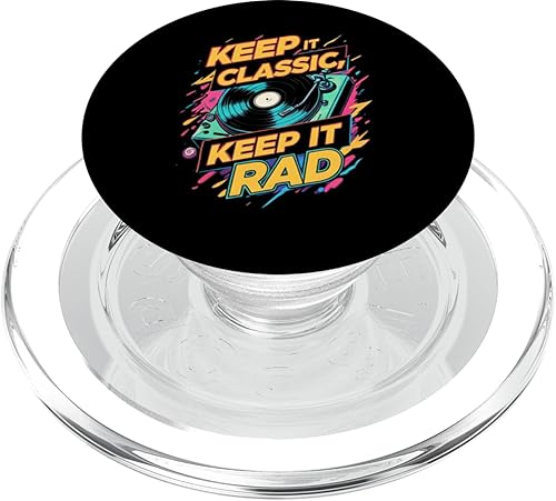 Keep It Classic Rad Turntable Record Player Retro Music PopSockets PopGrip for MagSafe