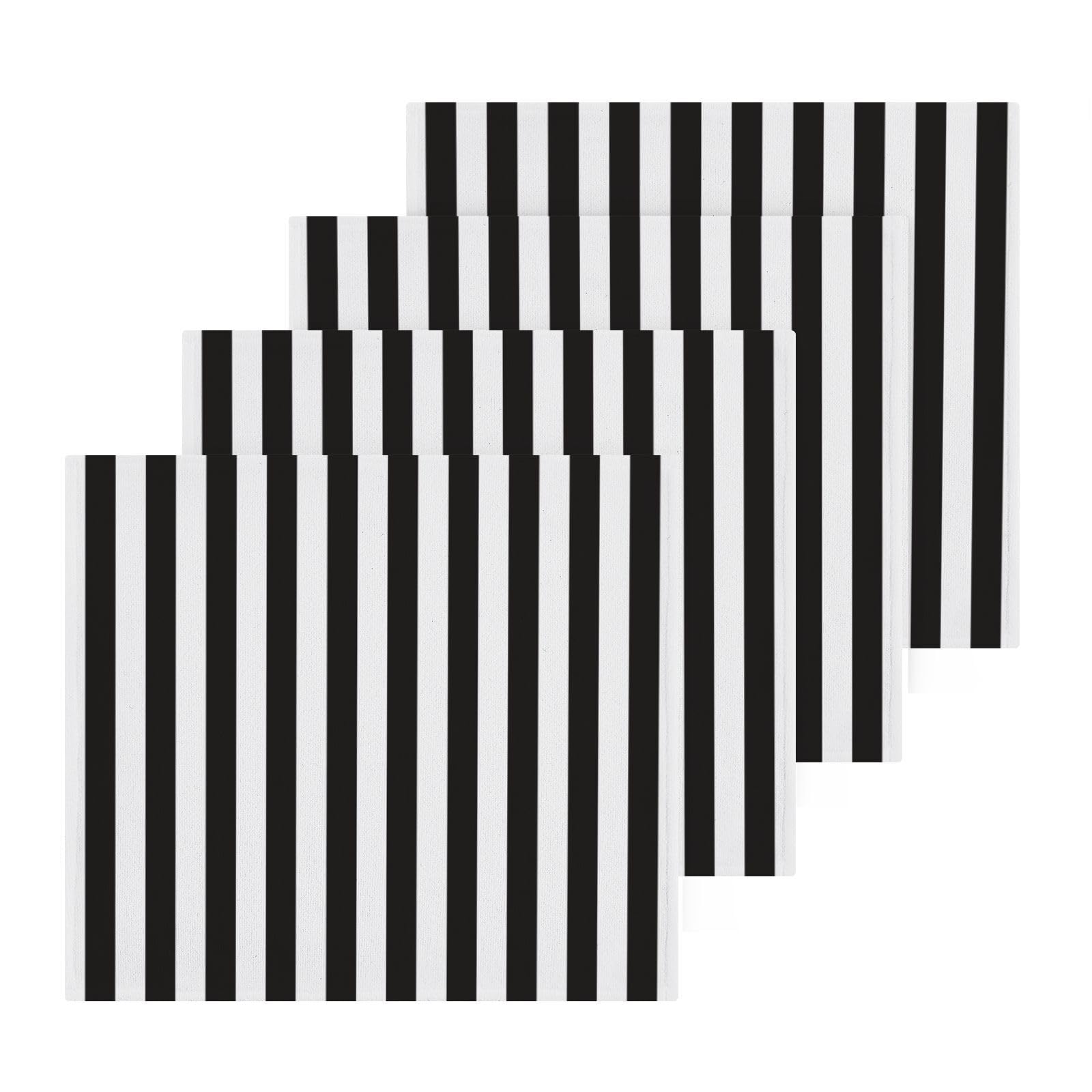 xigua Black and White Stripes Washcloths Towels, Highly Absorbent and Soft Cotton Face Cloths, 2 Pack Quick Dry Wash Cloths - 12 X 12 Inches