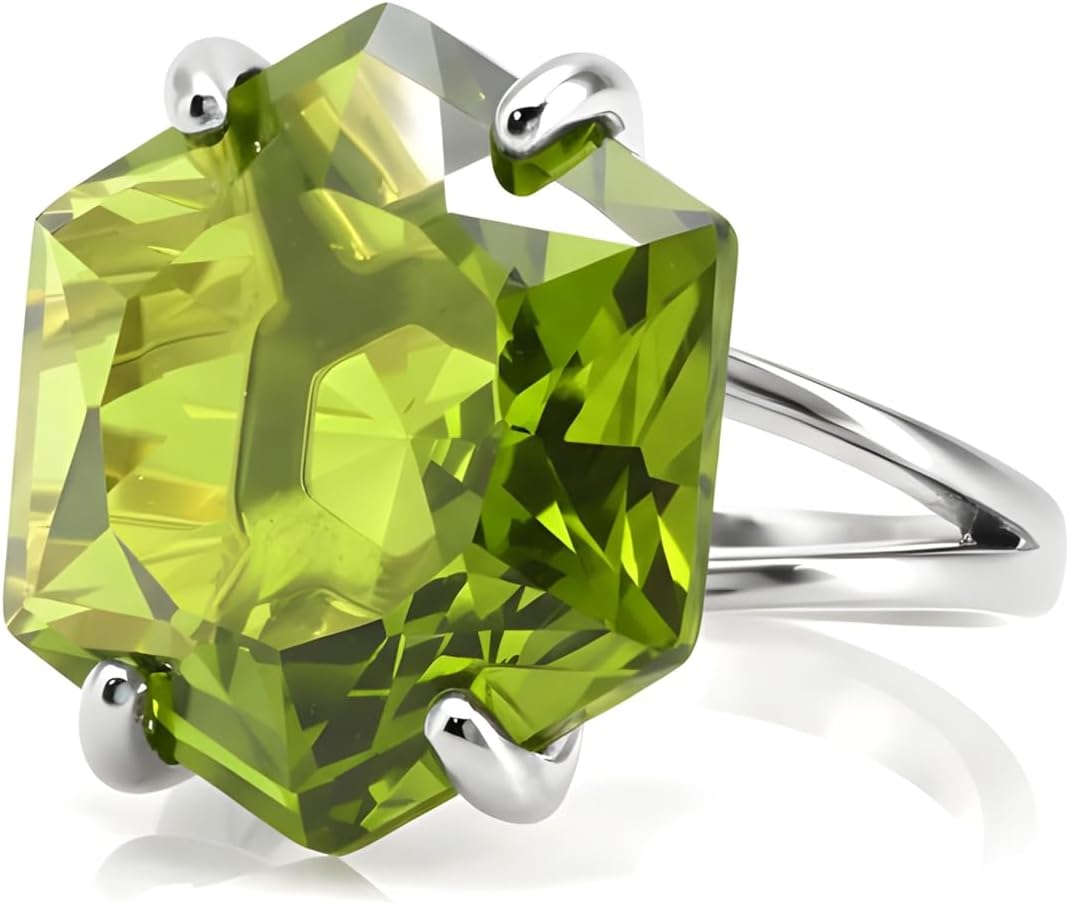 Striking Peridot Ring - Alluring Statement Silver Jewelry - Handmade Simple Promise, Fashion, and Gemstone Rings for Women - Customizable Material and Size