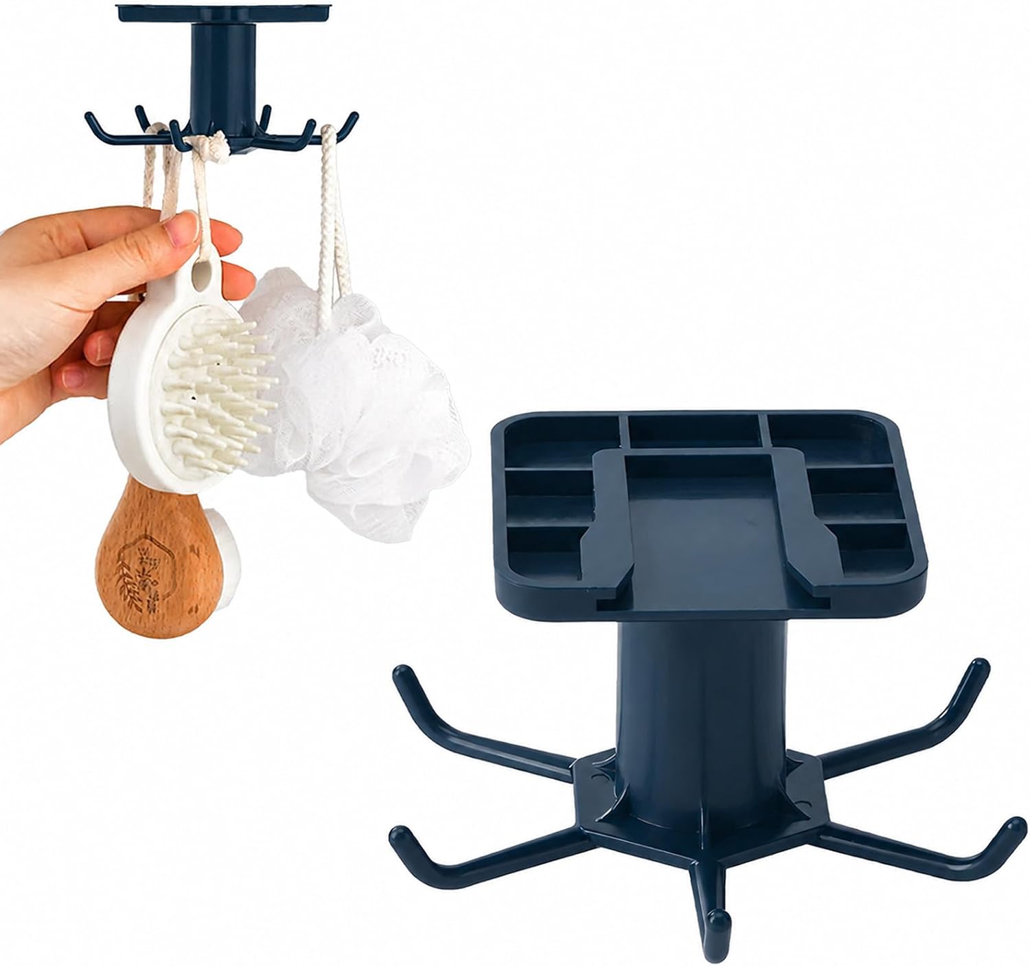 Under Cabinet Hook Rack, Kitchen Organizer Adhesive Rotating Storage Hooks