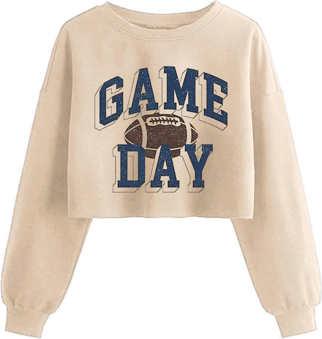 Game Day Crop Sweatshirt for Women Funny Football Baseball Mom Graphic Lantern Long Sleeve Pullover Outfits Tops