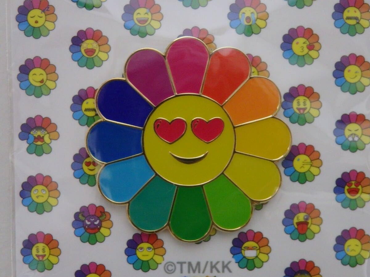 新 お花 レインボー フラワー 絵文字 ピン ピンバッジ 大 37mmもののけ京都 六本木ヒルズ STARS展 カイカイキキ ゆず