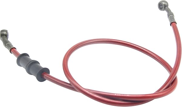 Stainless Motorcycle Brake Hose, Braided Steel Clutch Line, Pack of 1, Flexible Brake Line for Bikes Motocross Street 90cm/35.4", Red