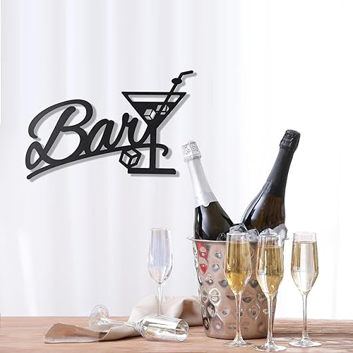 Miniatura 8 de Letrero de barra de metal negro moderno para decoración de bar del hogar, arte de pared de metal para cocina, letrero divertido con letras de barra