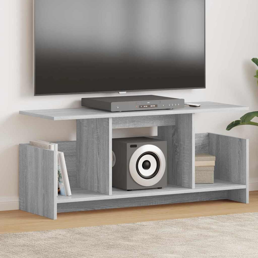 Mueble de TV gris Sonoma de madera de ingeniería con estantes de 102 cm