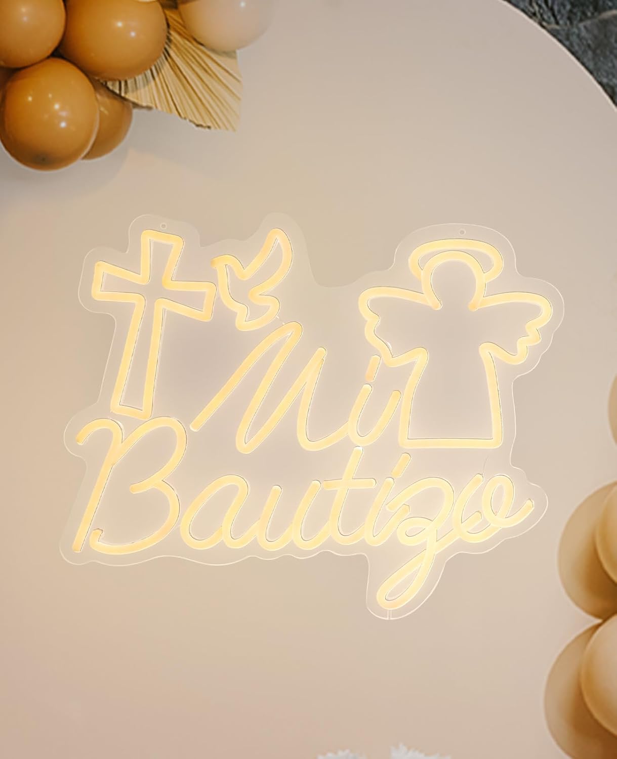 AceList Mi Bautizo Neon Signs for Baptism Decorations, Recuerdos de Bautizo Led Sign for First Birthday Party Decor, Para Niño Niña, Baby Shower, Room, Bedroom, Garden, Christmas