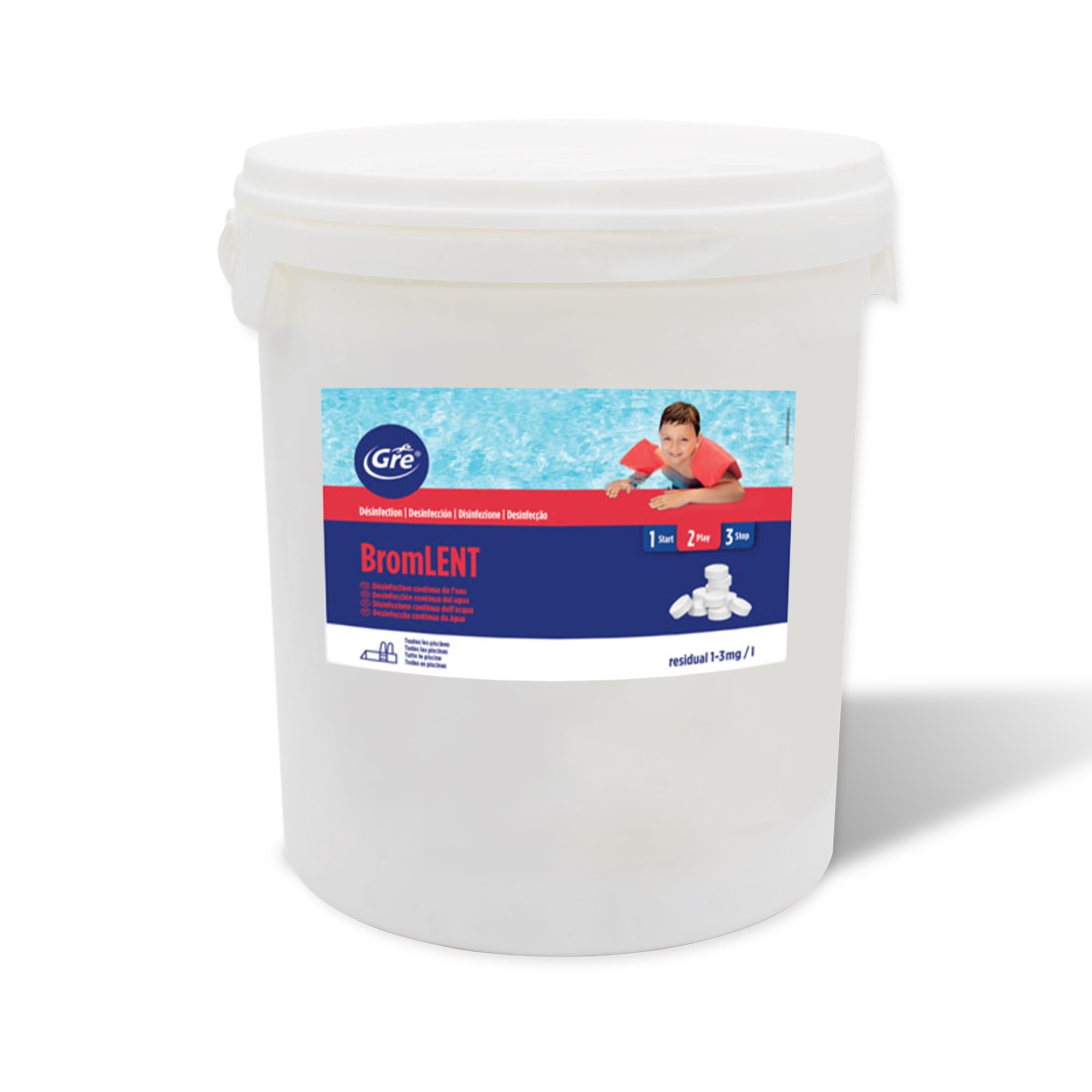 Gre 76024 – Brom en pastillas de 20 g – Brom lent 5 kg ideal para piscina y spa de hidromasaje.