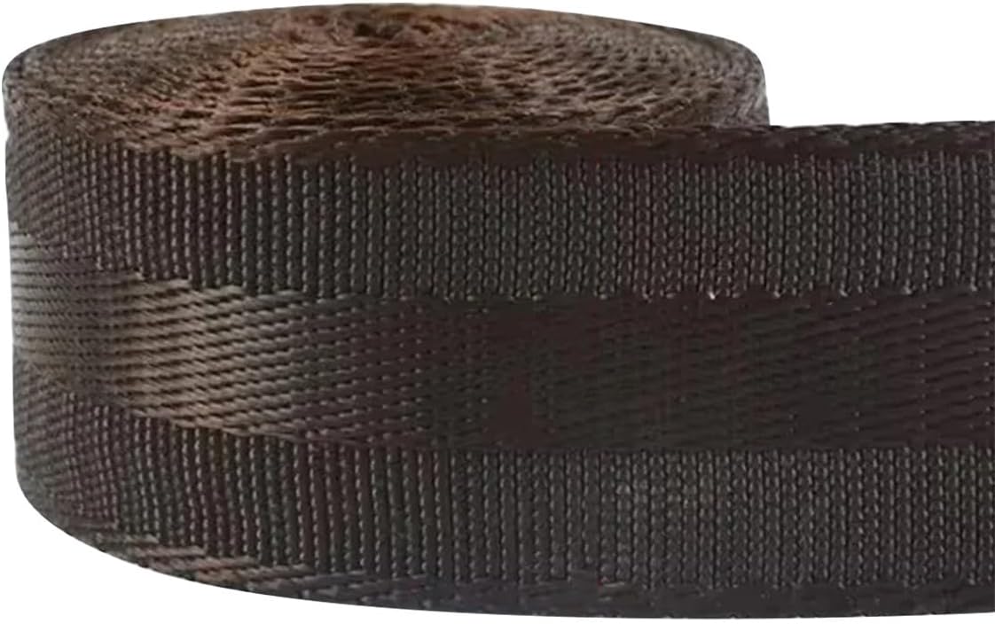 Queenbox 1.5inx3.2Yard Nylon Webbing Strap, Flat Climbing Webbing Backpack Strap Belt for Luggage Bag Pet Collar Canvas Lawn Chair Repair, Coffee