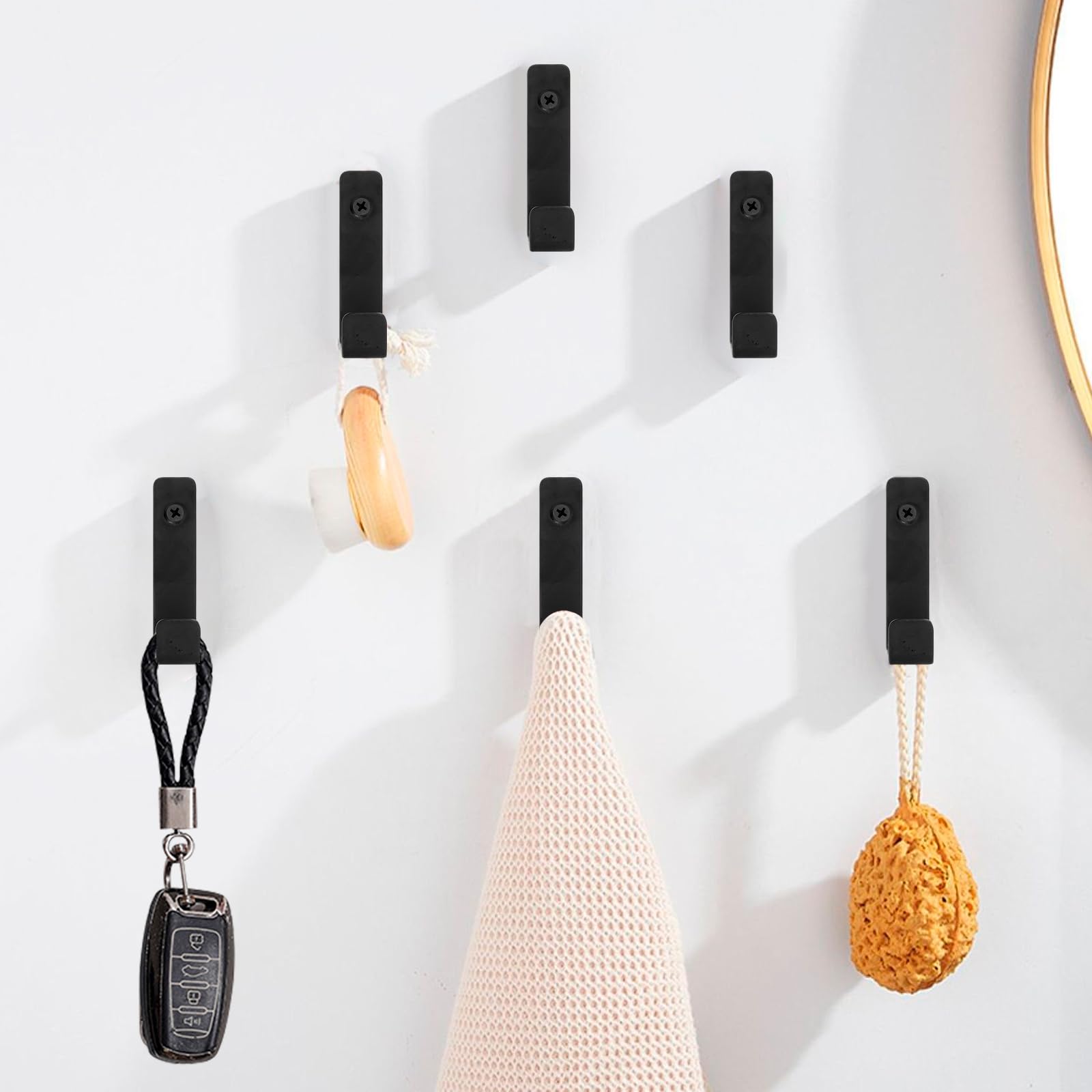 QUVIO Gancio Appendiabiti Decorativo A Forma Di Piuma - 7 Ganci In Acciaio Dorato Per Cappelli, Borse, Asciugamani - Per Camera Da Letto, Bagno, Corridoio, Ingresso