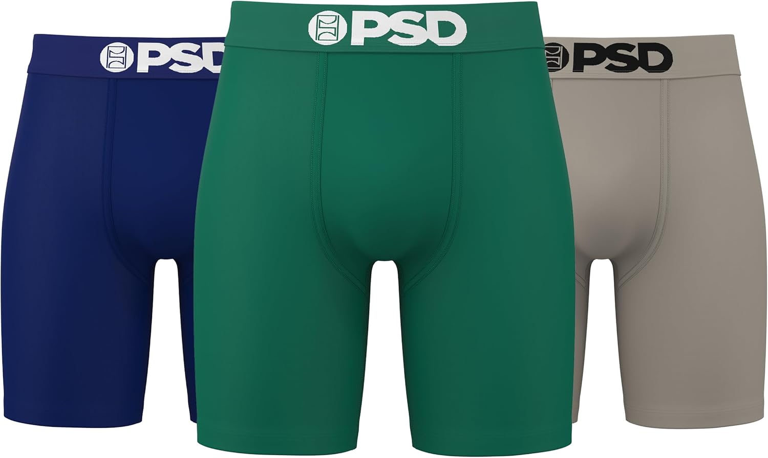 PSD Men's Basic Solid Boxer Briefs - 7 Inch Inseam Breathable and Supportive Men's Underwear with Moisture-Wicking Fabric