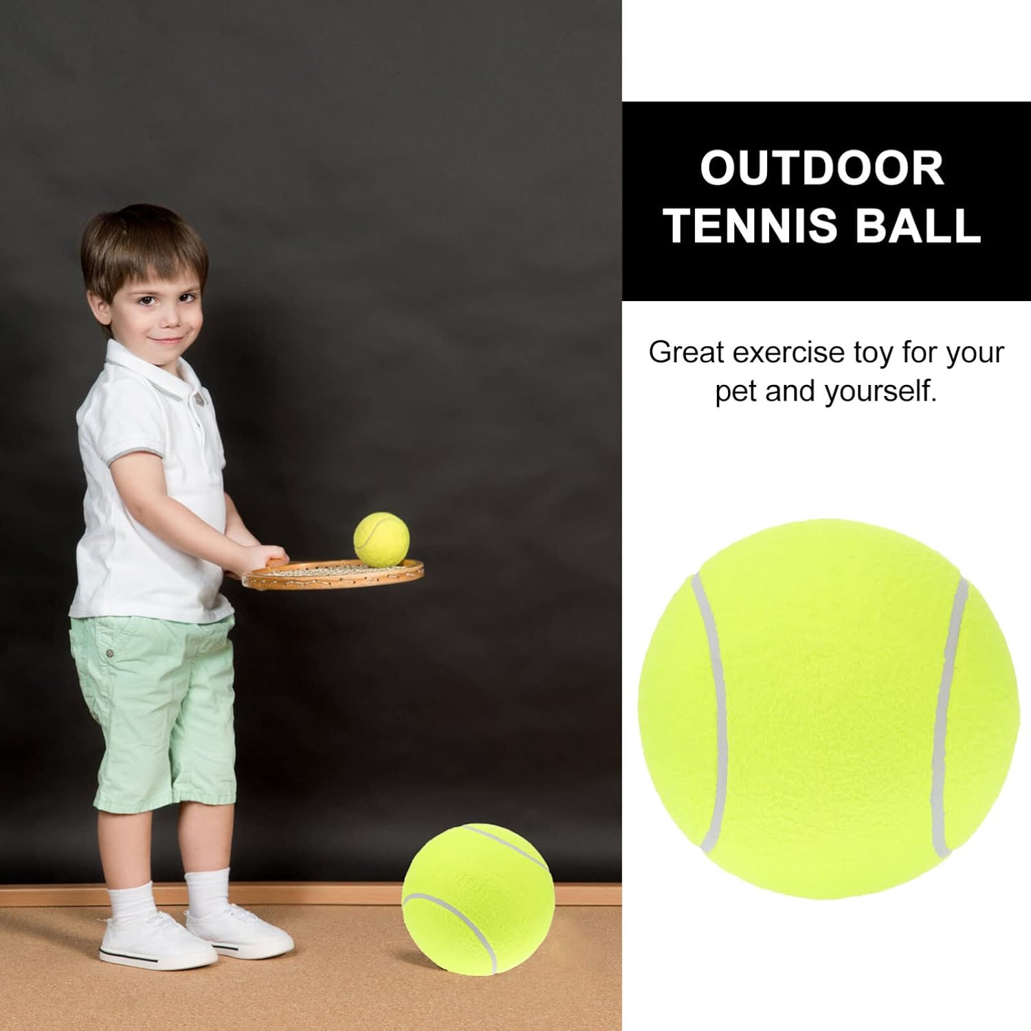 DOITOOL Tennis Ball for Dogs, 9.5 inch Inflatable Large Tennis Ball Large Pet Toys with Inflating Needles for Outdoor/Indoor Sports, Oversize Dog Toy Balls