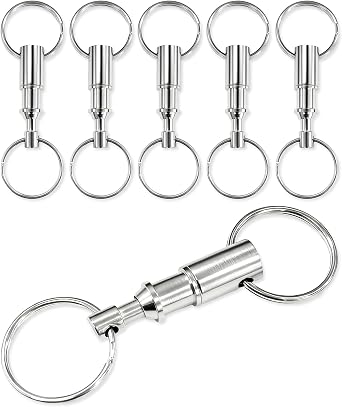 6-Pieces Detachable Quick-Release Keychain with Dual Pull-Apart Design & Double Metal Key Rings