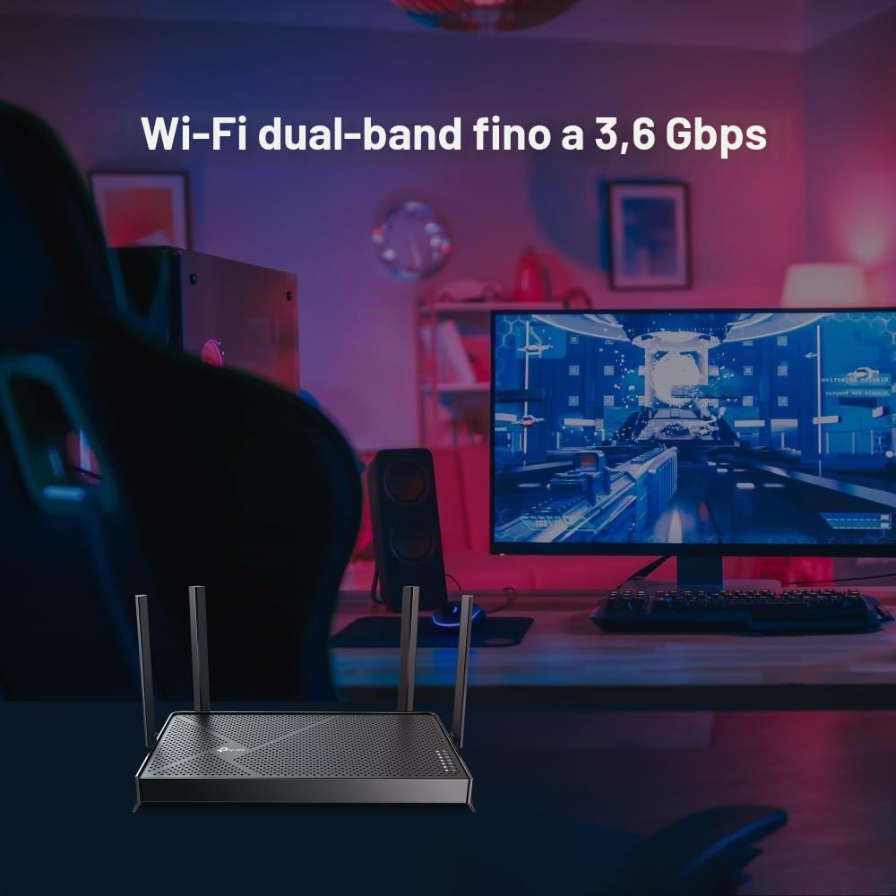 TP-Link BE3600 - Router Wi-Fi 7 Dual Band, wireless e cablato, fino a 3,6 Gbps, porte multi-Gigabit 2.5G, MLO, giochi e streaming, compatibile con EasyMesh, facile configurazione,