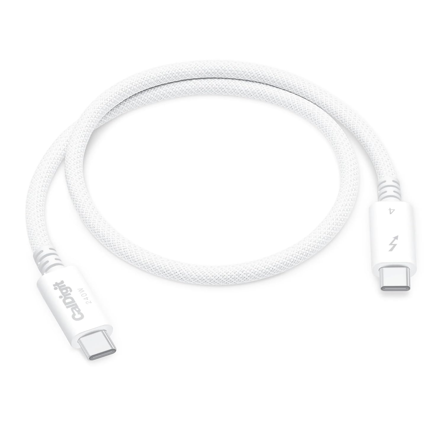 CalDigit Thunderbolt 4 Pro Braided Cable - 40Gbps 240W Power Delivery, Compatible with Thunderbolt 3, Thunderbolt 5, USB4 Type C, MacBook Pro, iMac, iPhone 17 (Pro 0.5m Thunderbolt 4/USB4, White)