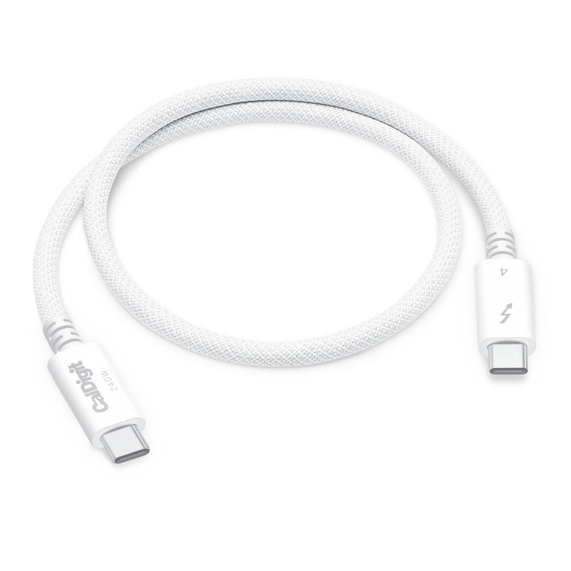 CalDigit Câble tressé Thunderbolt 4 Pro – Alimentation 40 Gbit/s 240 W, compatible avec Thunderbolt 3, Thunderbolt 5, USB4 Type C, MacBook Pro, iMac, iPhone 16 (Pro 0,5 m Thunderbolt 4/USB4, blanc)