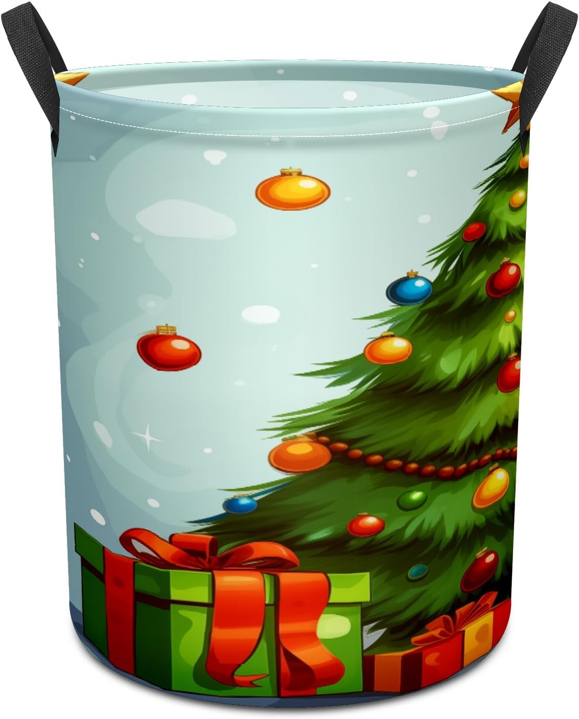 Light Green Santa Claus Gifts Large Laundry Hamper Foldable Waterproof Dirty Clothes Basket Dorm Clean Laundry Baskets