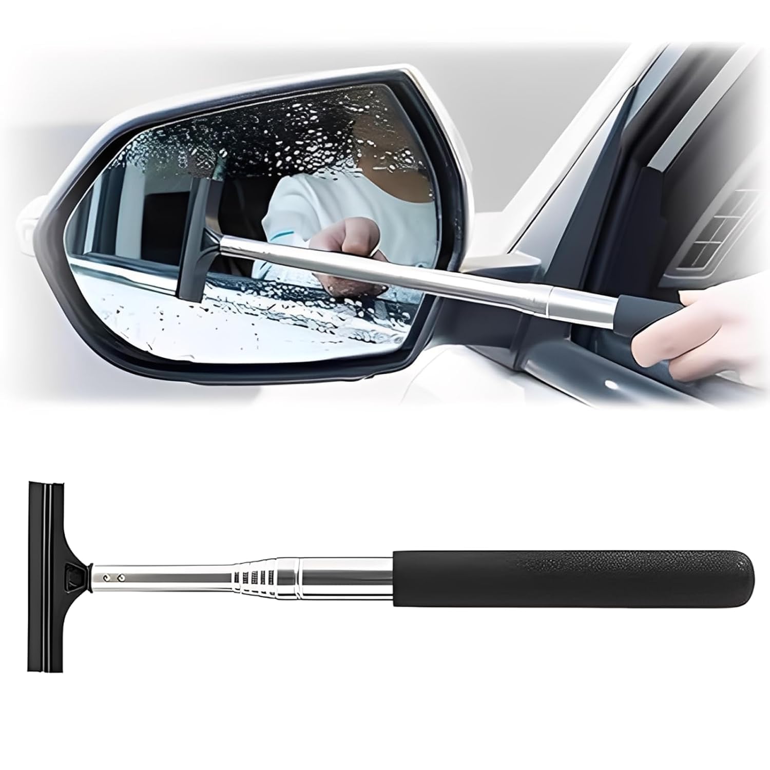 Retractable Car Rearview Side Mirror Wiper - Telescopic Rear View Mirror Squeegee Cleaner with Soft Rubber Blade - Multi-Purpose Auto Glass Cleaning Tool for Rainy & Foggy Weather-image-34