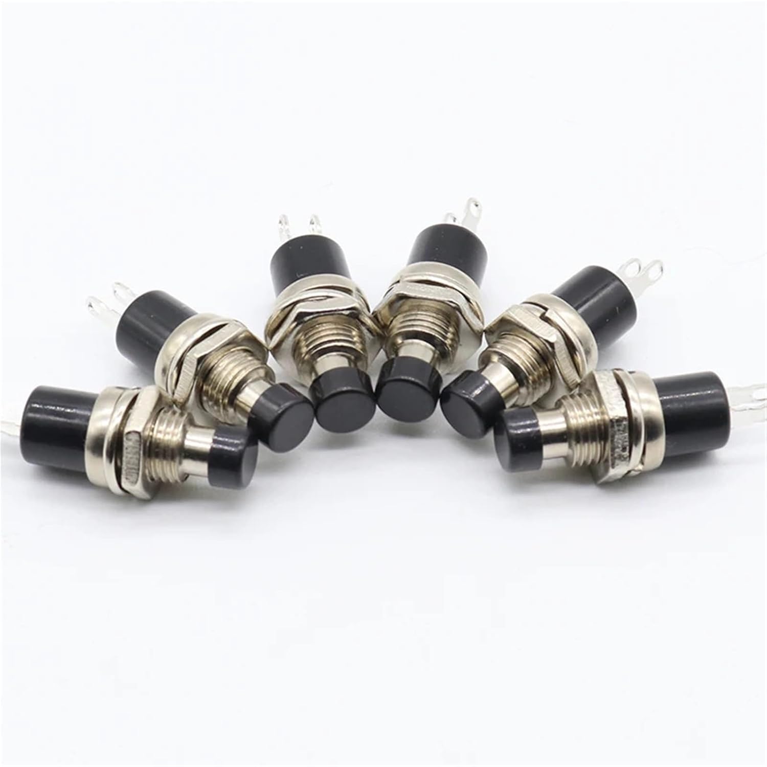 10Pcs Black Cap SPST Momentary Mini Pushbutton Switch 50V 0.3A