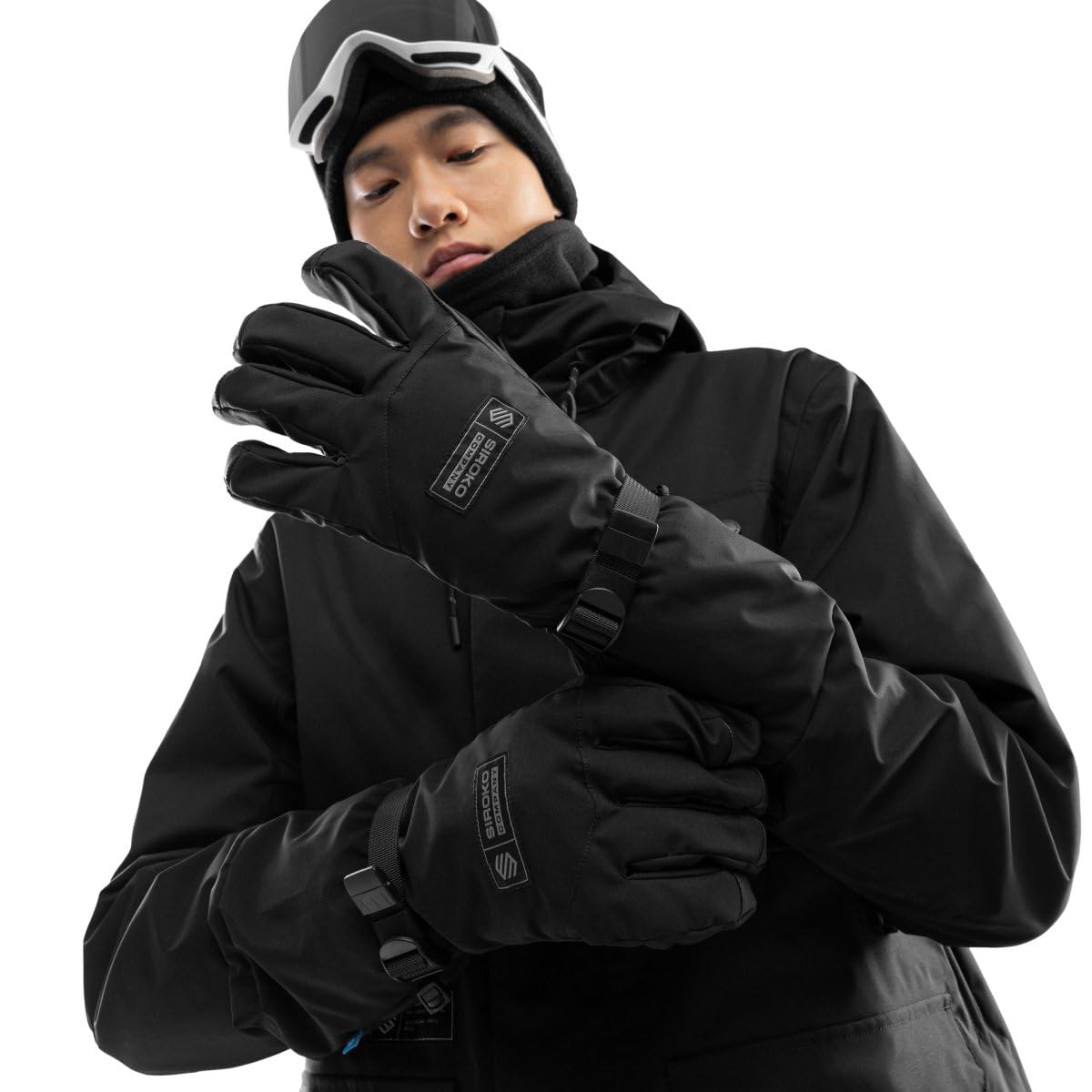 SIROKO - Ocieplane Rękawice na Narty i Snowboard Siroko SRX NOOK Black - XS - Czarny