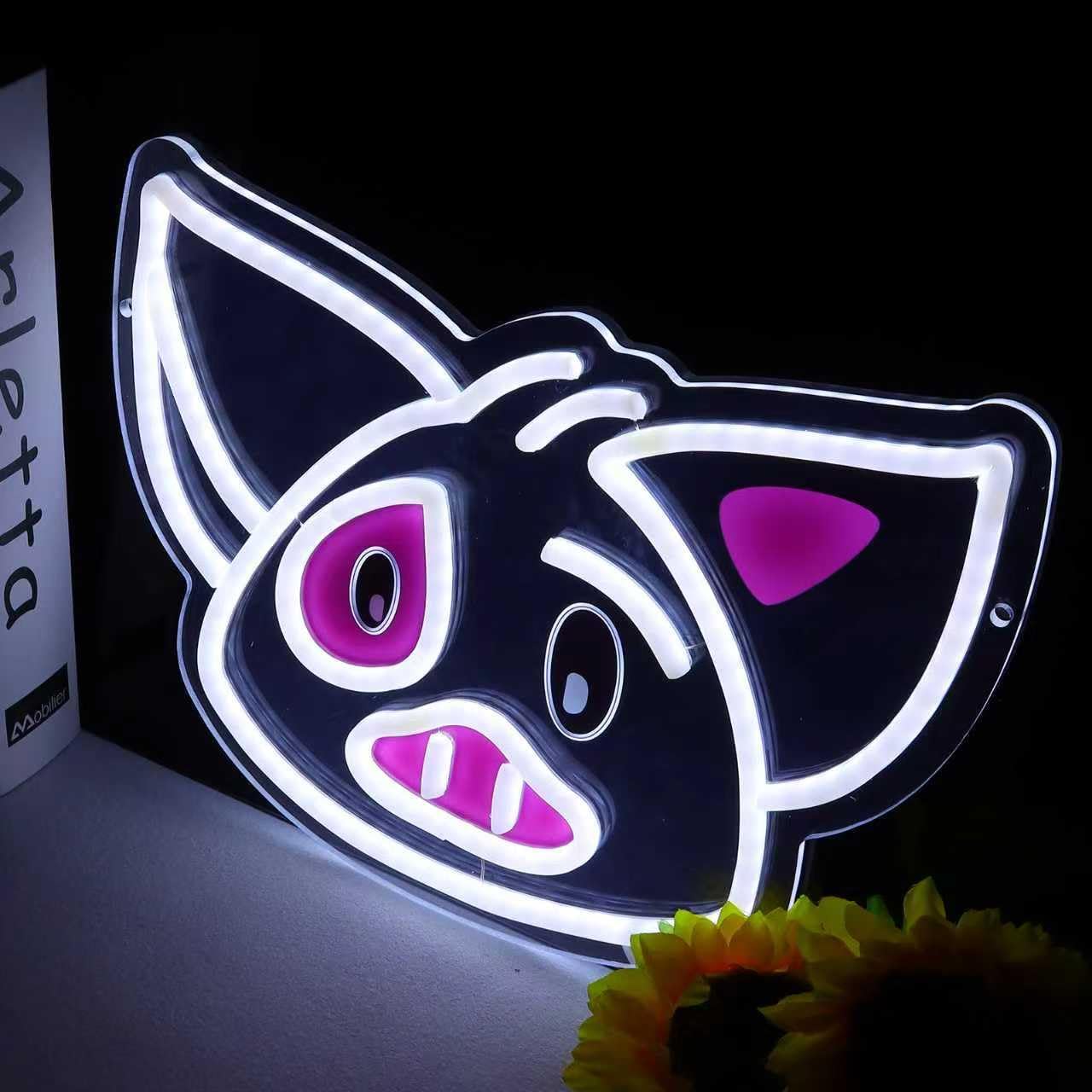 Cute Pig Neon Sign Pua LED Animal Wall Light for Bedroom Decor Cartoon Pig Neon Lights for Gaming Room Kids Room Nursery Party Decoration and Gift Idea, USB Powered image 2