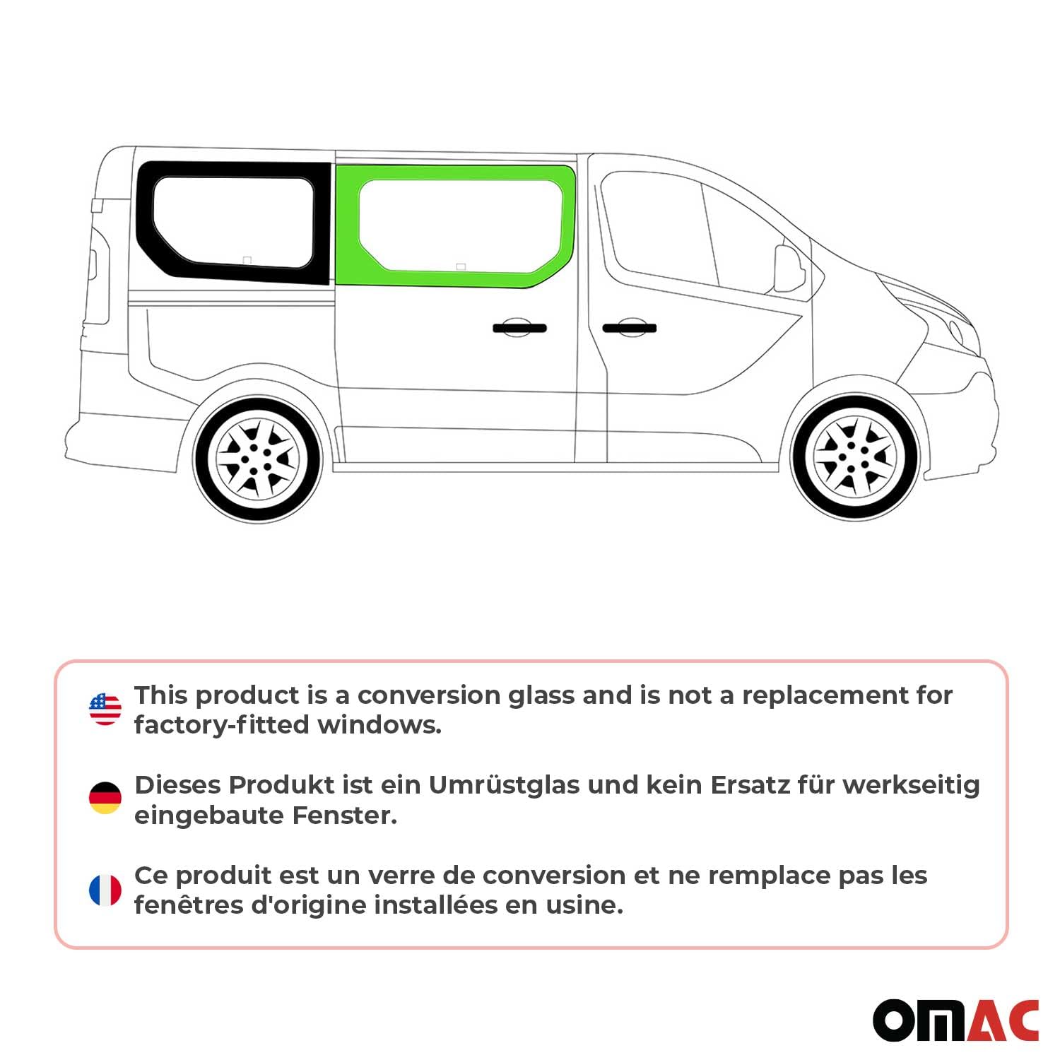 Seitenfenster Auto Fenster kompatibel mit FIAT Talento 2016-2020 Schiebetür Rechts L1 L2