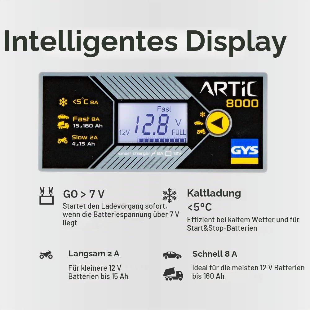 GYS GYSLadegerät Batterieladegeräte für Fahrzeuge mit 12V Batterien Artic 8000, Nee
