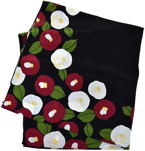 Amazon 日本織物中央卸商業組合連合会 遊々庵 京染 ちりめん 風呂敷 二巾 黒 椿 Sin5423 Kima10 着物ひととき 風呂敷 通販