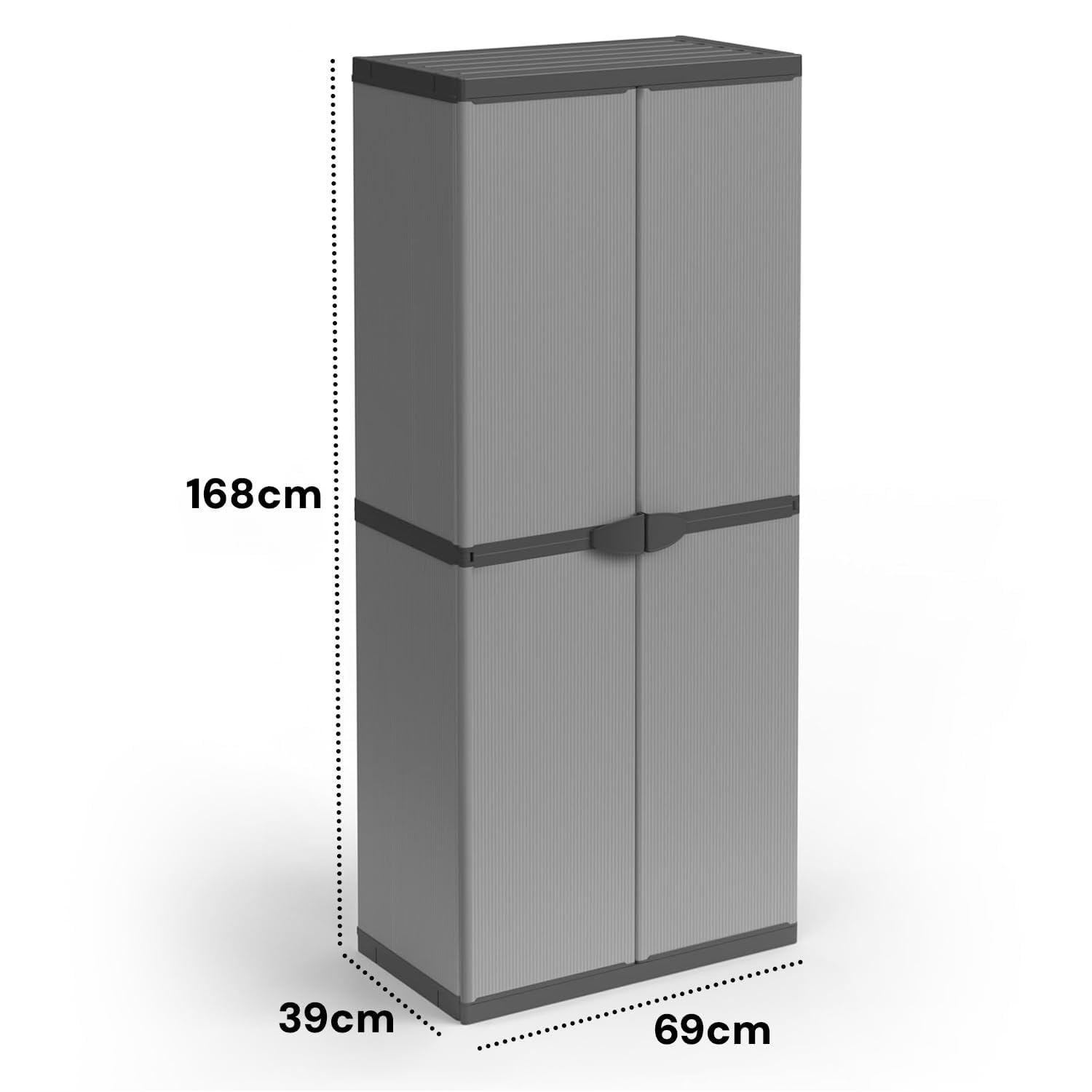 Avilia Armadio da Esterno Impermeabile - Armadio 2 Ante in PVC con 3 Ripiani Regolabili – Armadio Portascope Resistente alle Intemperie e ai Raggi UV - 68x39.5x168cm, Made in Italy