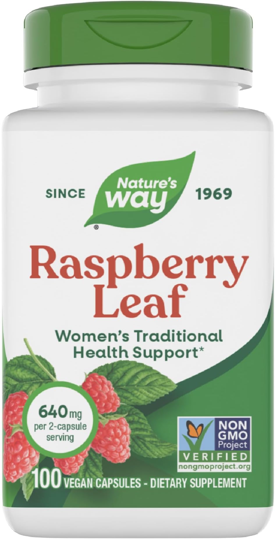 Nature's Way Raspberry Leaf - Traditional Women’s Wellness Supplement for Plant-Based Support* - Traditional Herbal Supplement - Vegan, Gluten-Free & Dairy-Free - 100 Count (50 Servings)
