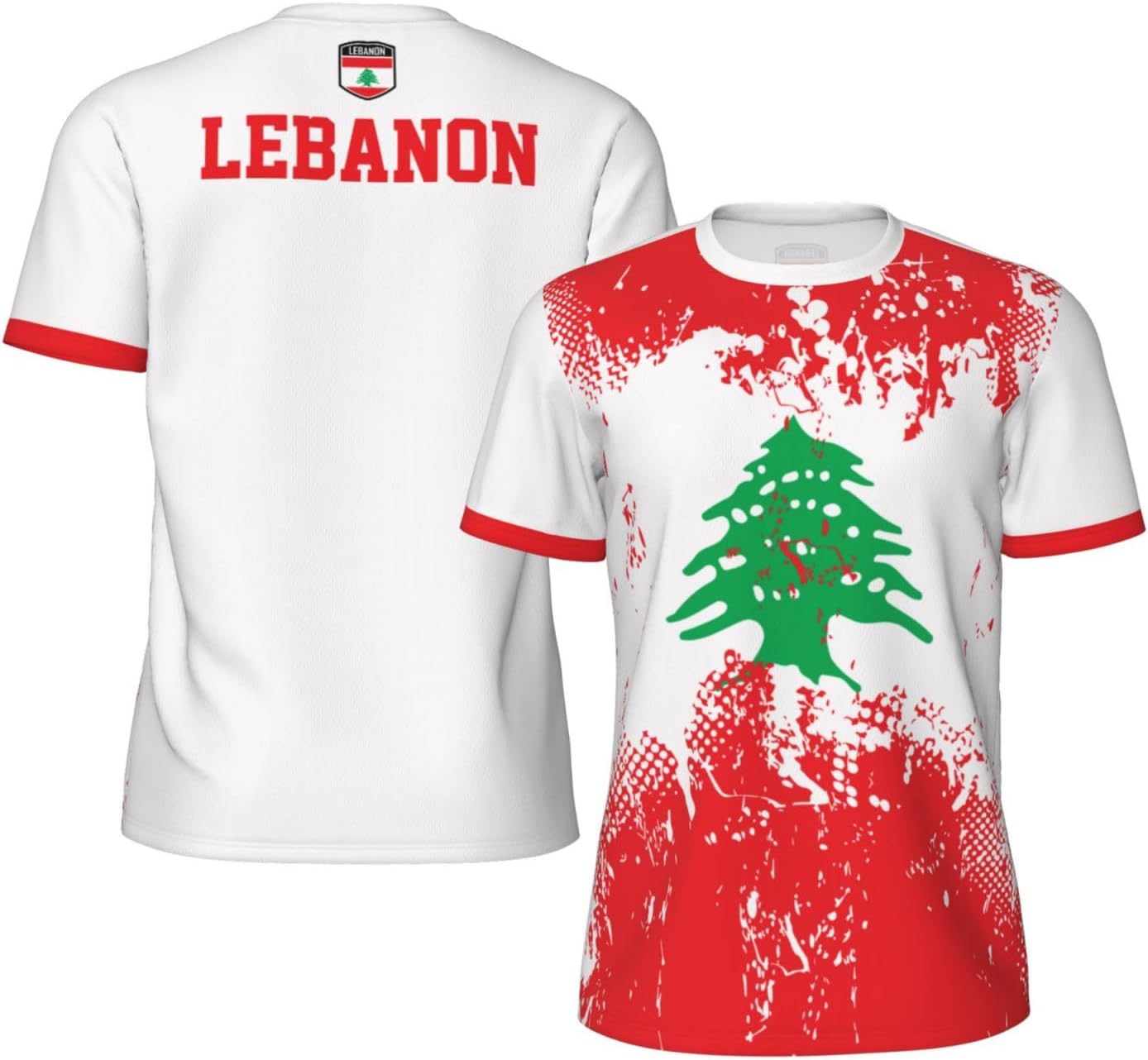 Lebanon Flag Grain Sports Jersey T-Shirt 3D Print for Running Cycling Soccer Tennis Fitness Fans Mesh Shirts