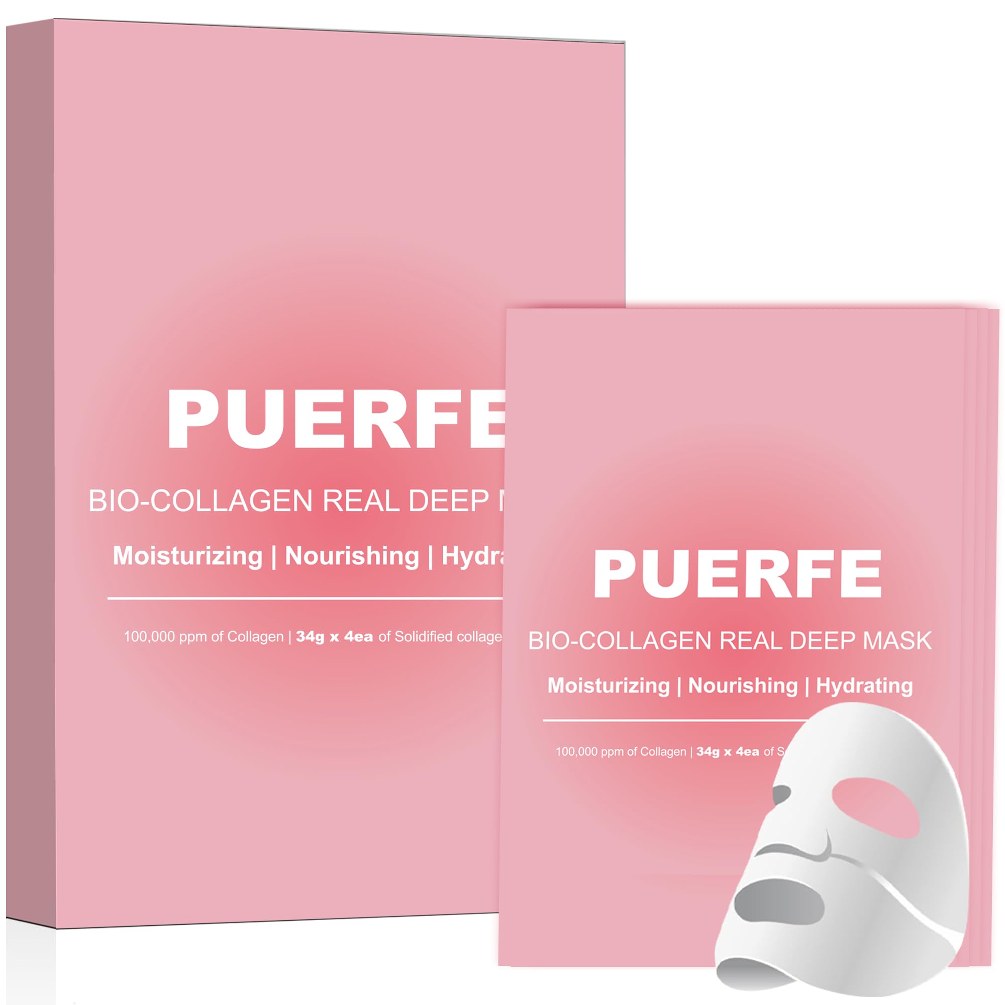Amazon.com : Puerfe 4 Pack Bio-Collagen Face Mask, Deep Hydrating